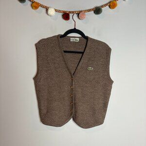 Vtg Lacoste brown wool blend sweater vest
